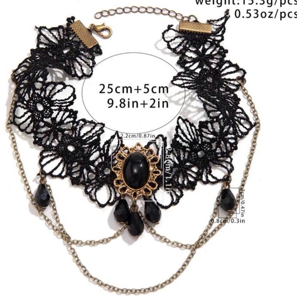Black Lace Gothic Victorian Style Arm Cuff / Choker Necklace 🖤 - Picture 7 of 7